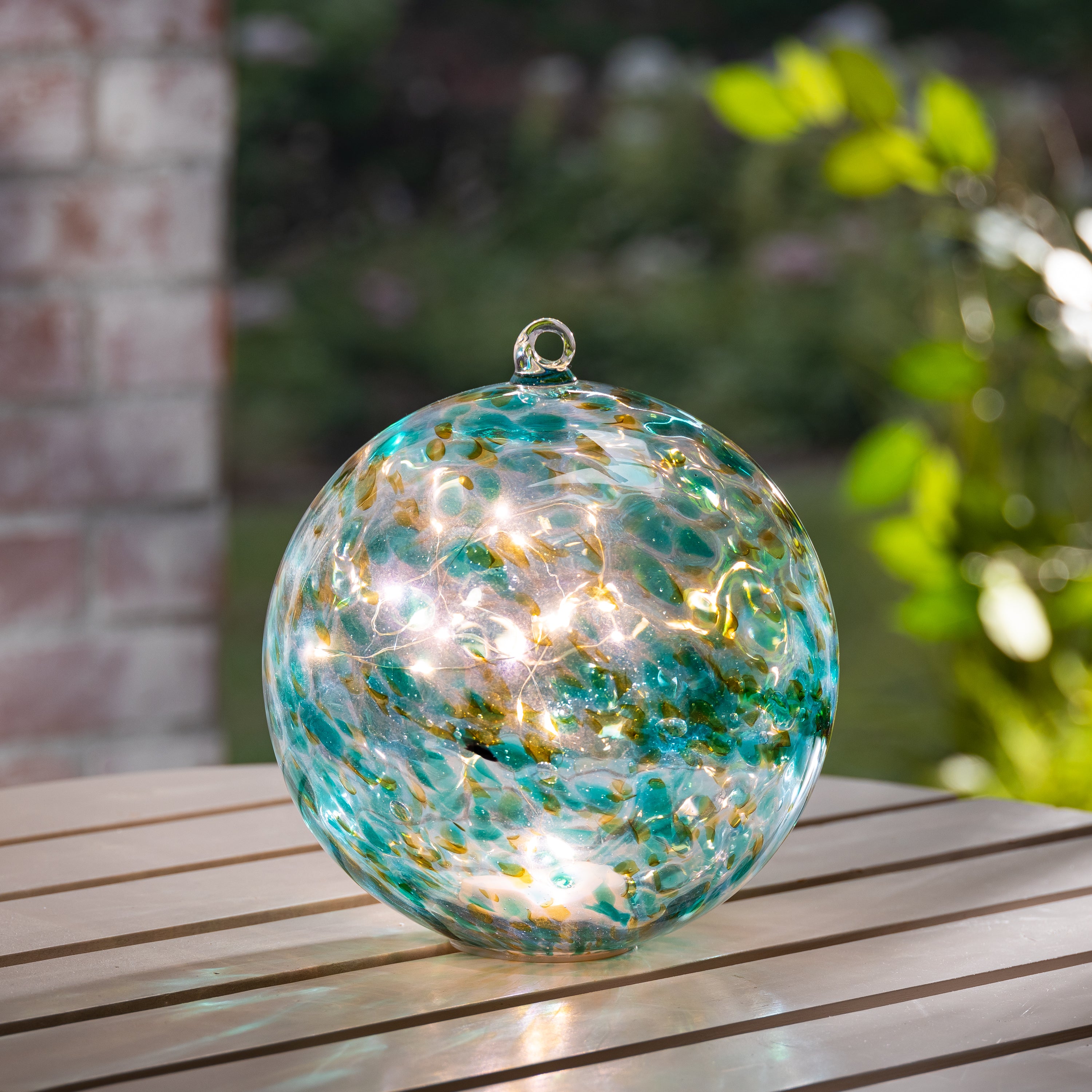 8 Inch Green Elegant Illuminating Hand Blown Glass Sphere